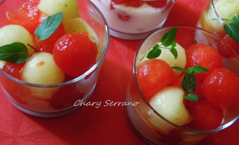 POSTRE DE MELÓN, SANDÍA Y YOGUR, LIGHT