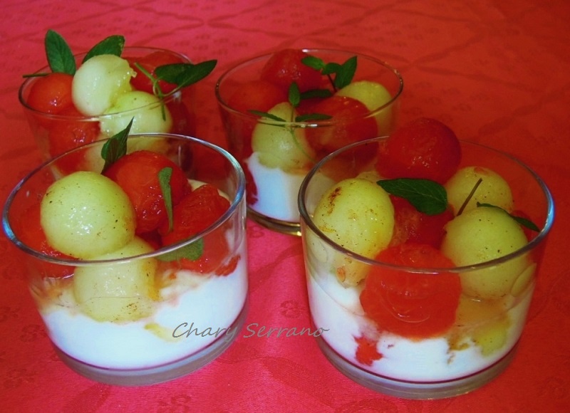 POSTRE DE MELÓN, SANDÍA Y YOGUR, LIGHT