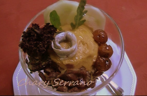 copa de pepino y helado de salmorejo cordobés