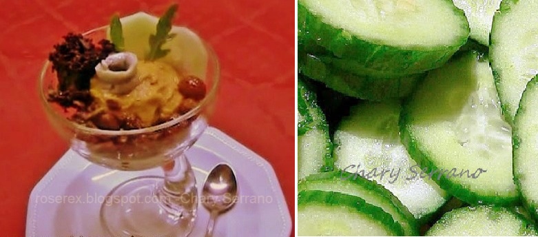 Copa de pepino y helado de salmorejo cordobés