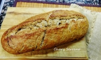 Barra de pan de harina integral y de espelta, con semillas y sin amasado 