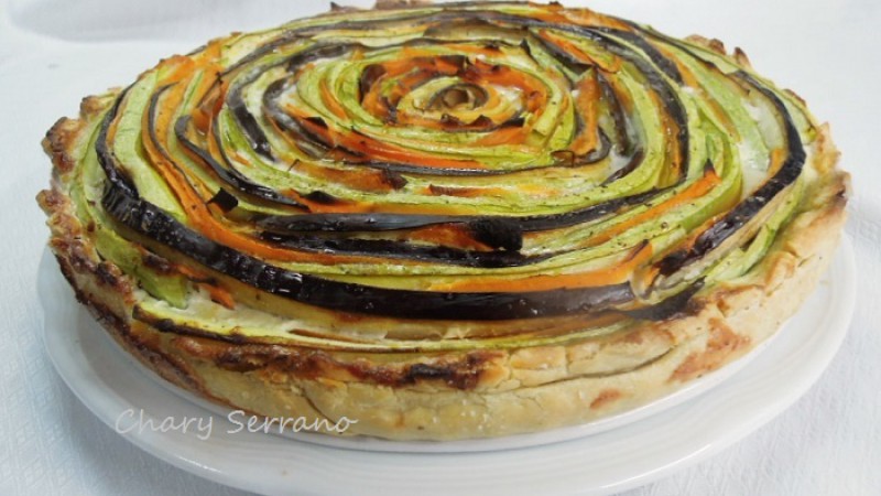 QUICHE O PASTEL DE HORTALIZAS EN ESPIRAL