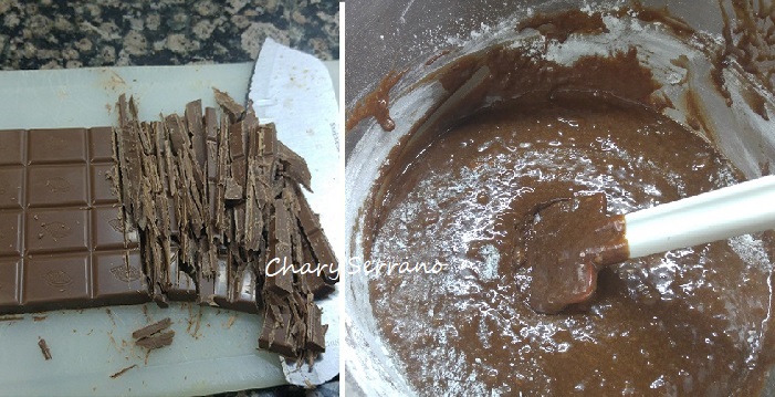 Brownie de chocolate, plátano y nueces