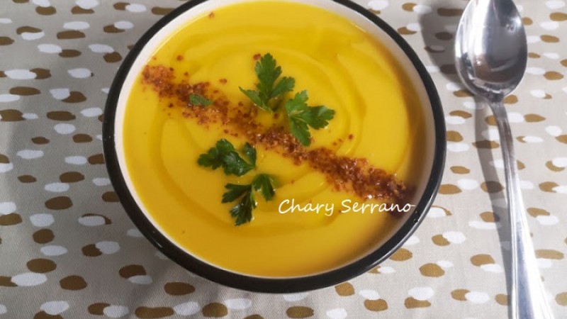 CREMA DE CALABAZA, PATATA Y AJOS FRITOS