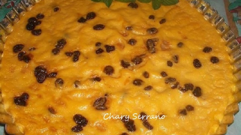 TARTA-FLAN CON PASAS , Sin azúcar