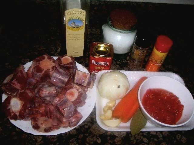 Ingredientes del guiso de Rabo de toro cordobés