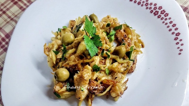 BACALAO DORADO, Bacalhau à Bráz . Receta portuguesa
