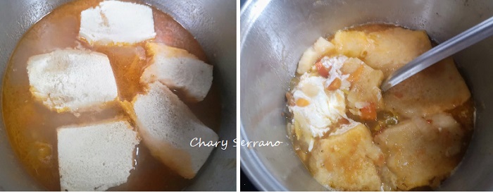 Sopa de pan con tomate, pimiento, cebolla y ajos.