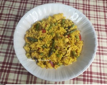 ARROZ DE CERDO Y POLLO CON ESPÁRRAGOS