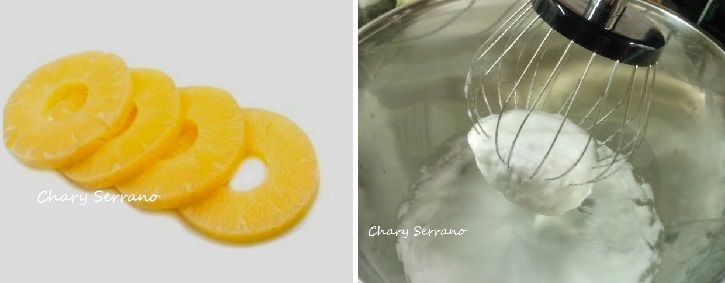 Piña y claras montadas