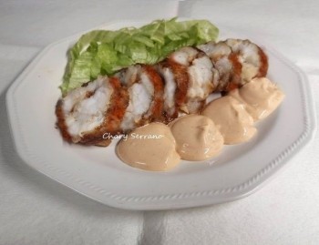 Rape alangostado con salsa rosa