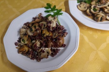 Champiñones Portobello salteados con jamón