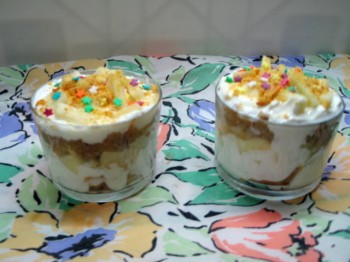 VASITOS DE YOGUR, MANZANA Y GALLETA, Sin azúcar