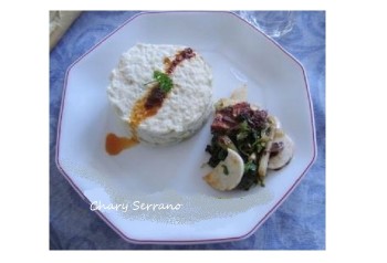 BRANDADA DE BACALAO CON ENSALADA DE LANGOSTA Y SALSA DE ÑORAS (4 recetas)