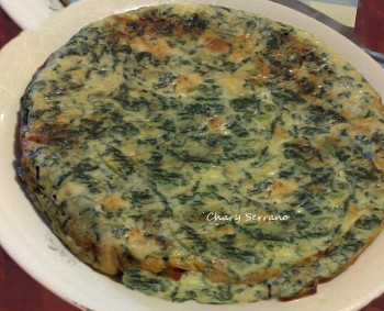 Tortilla de calabaza, espárragos y cebolla