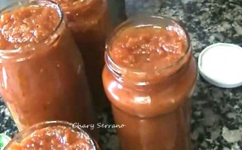 Tomate frito con calabaza y cebolla. Y en conserva.