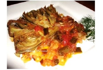 ALCACHOFAS CON CEBOLLA Y TOMATE