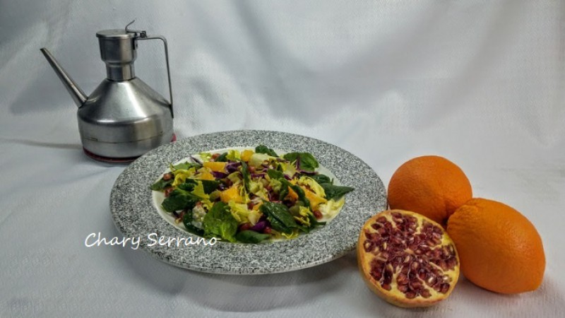 ENSALADA DE NARANJA, GRANADA Y VERDURAS