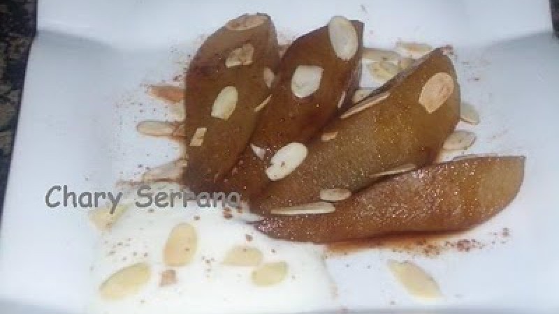 PERAS AL PEDRO XIMENEZ CON YOGUR Y ALMENDRAS, sin azúcar