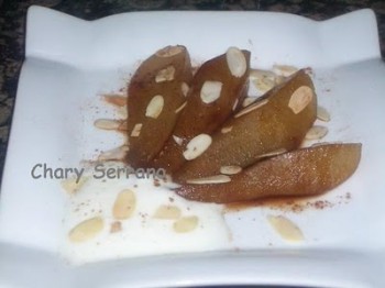 PERAS AL PEDRO XIMENEZ CON YOGUR Y ALMENDRAS, sin azúcar