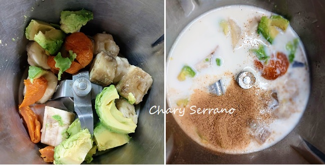 Batido de aguacate, plátano y orejones