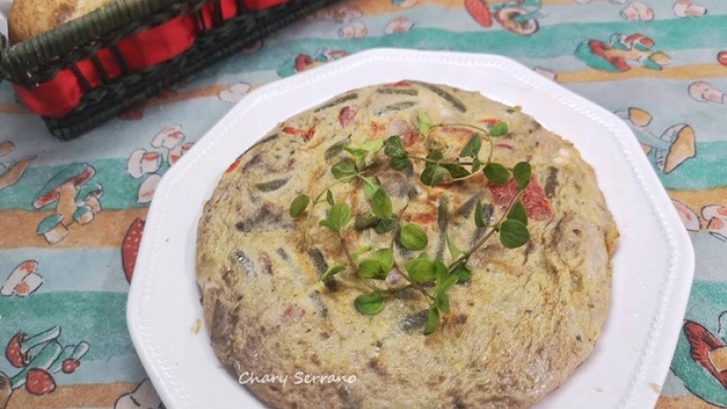 Tortilla saludable de verduras y setas